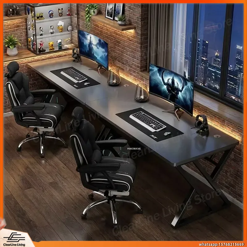 Double Computer Desk Long Gami - Esports Gaming School ulasan dan harga
