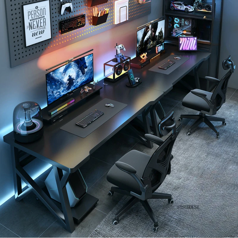 Modern Double Computer Desks H - Esports Gaming School ulasan dan harga